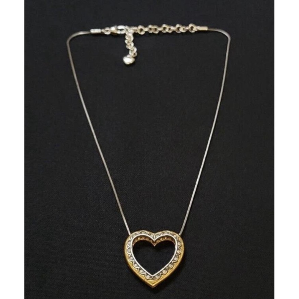 Brighton Pure Silver Plate Open Heart Drop Vintage Pendant Necklace
